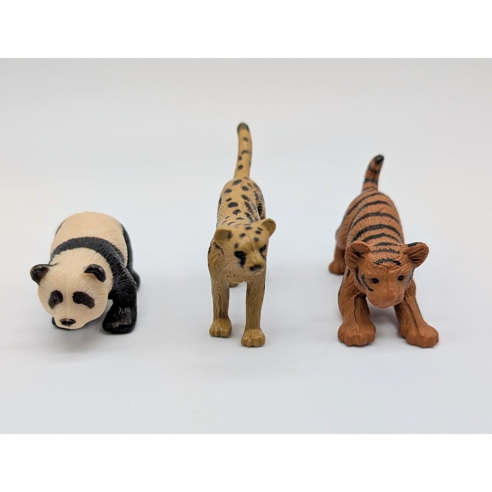 Set Of 3 K&M PVC Toy Animals Cheetah Tiger Giant Panda